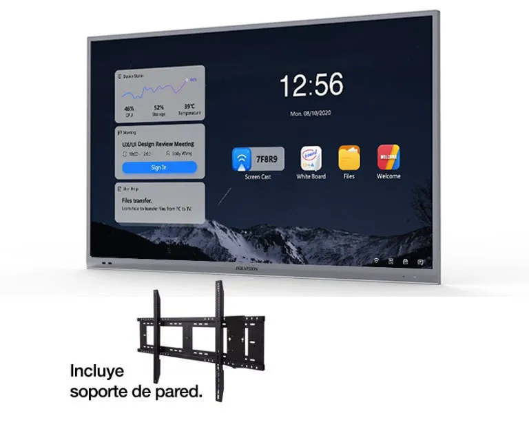Pantalla interactiva Hikvision 4K de 75 pulgadas con soporte de pared